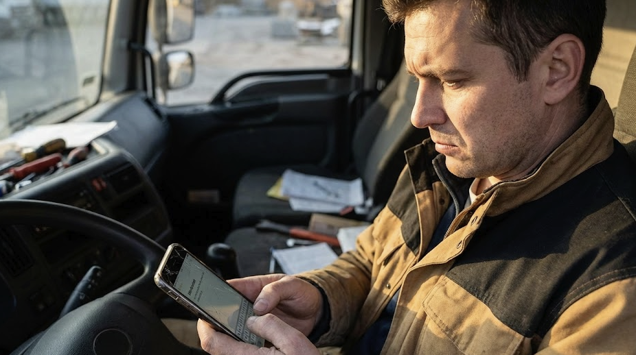 Replacing messy paper notes with voice-to-invoice technology on a truck dashboard